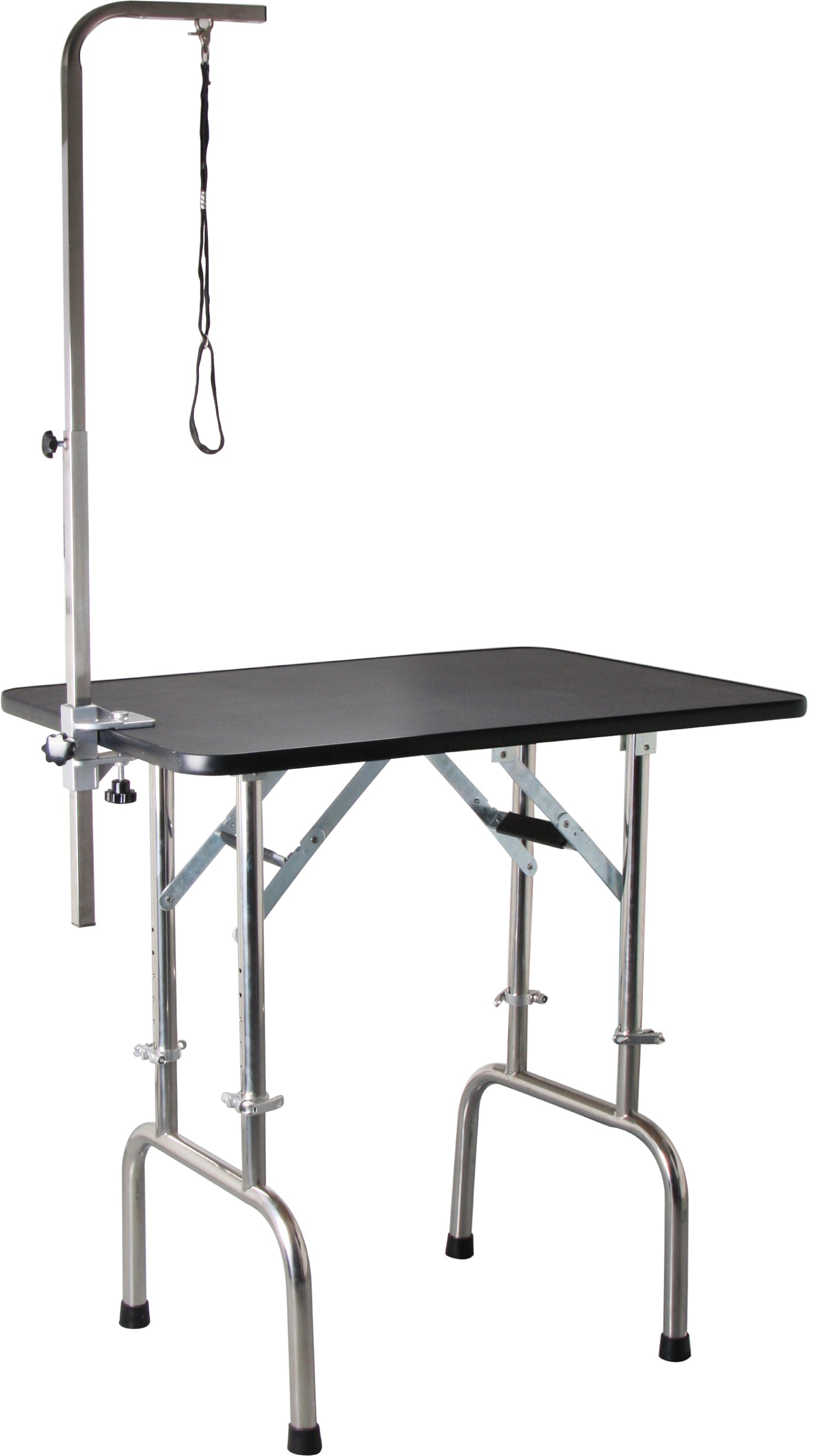 Heavy duty folding table can adjust from 32”-38”H with water proof, non-slip top and industrial grade hinges and legs.
