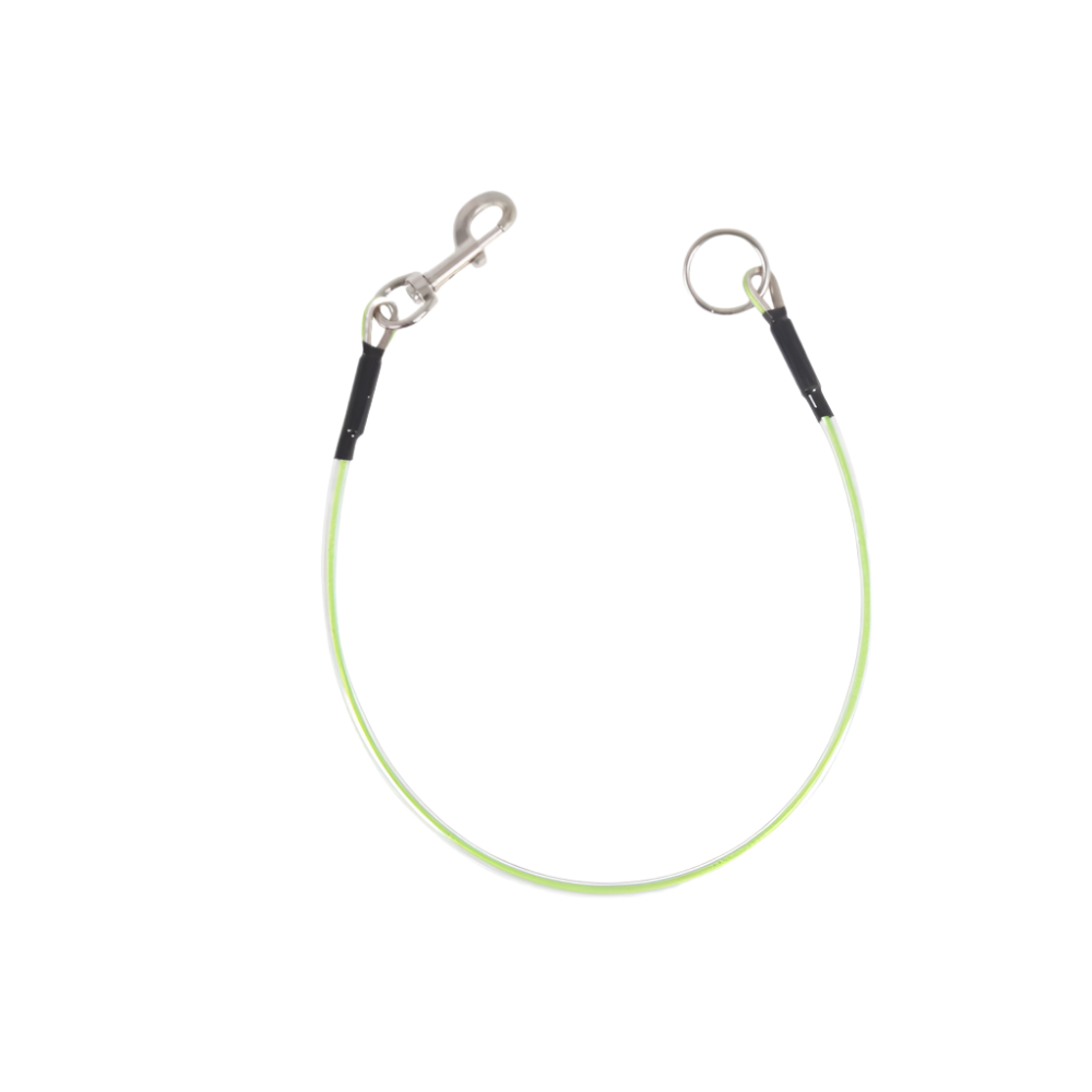 This heavy duty, water proof grooming safety loop has a steel cable interior, can hold more then 250 pounds of weight and is 30 inches in length.