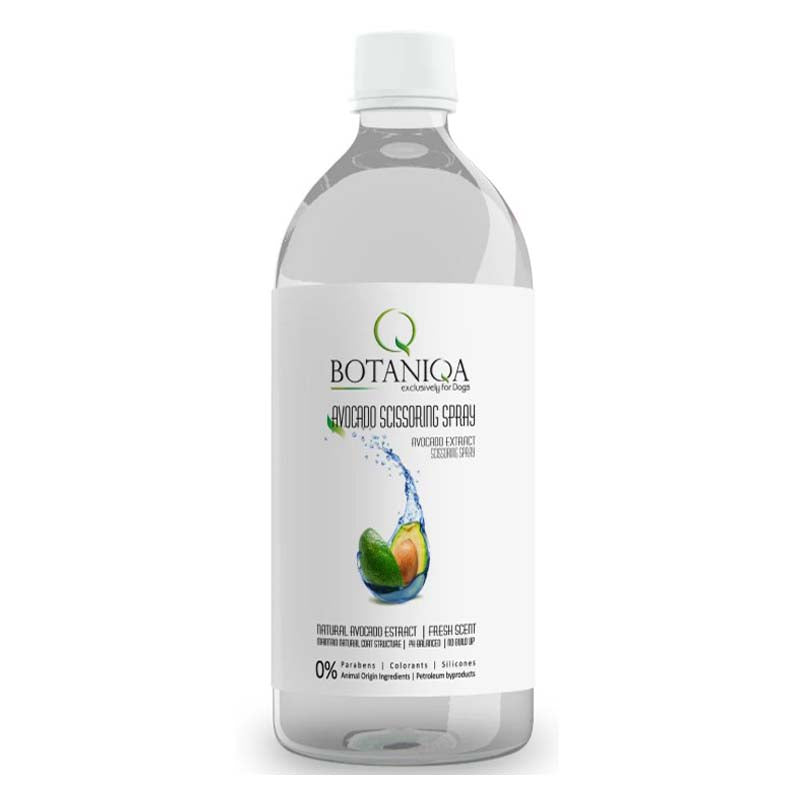 Botaniqa Avocado Scissoring Spray gives better coat control with its anti-static effects while styling without product build-up to weight the coat down.