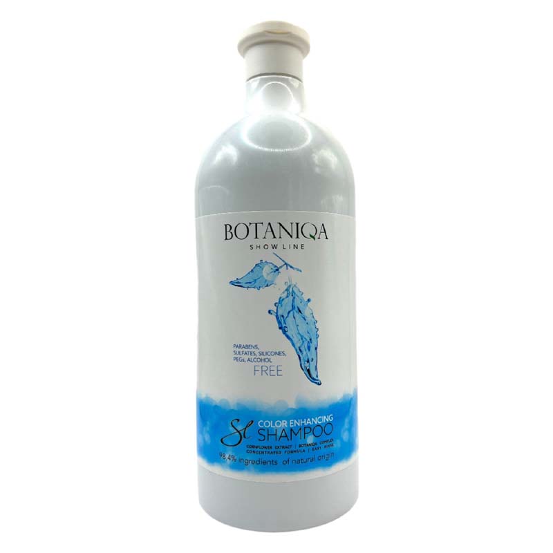 Botaniqa Color Enhancing pet shampoo amplifies the natural coat color while moisturizing the skin to strengthen the skin barrier and add brilliance and sparkle to every coat. Eliminates grey and yellow marks on white coated dogs such as Maltese, West Highland Terrier, Shih tzu, Samoyed and Coton de Tuléar, while boosting and deepening colors for other breeds and mixes. 33 fl oz