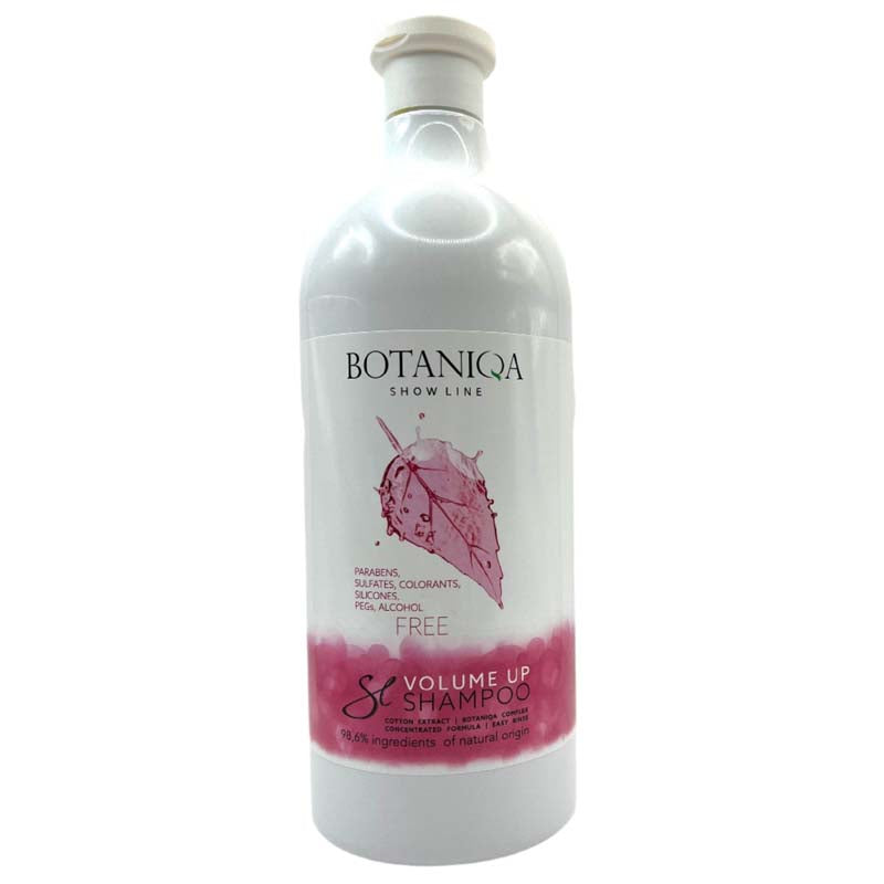 Botaniqa Volume Up pet shampoo naturally adds volume and assists in preventing tangles. Utilizing the evidence-based benefits of Cottonseed oil, this pet shampoo stimulates keratin synthesis, provides whole conditioning, and strengthens the coat. The unique combination of oligosaccharides in cottonseed creates a protective effect for the skin and coat and due to its sebum-regulating properties. Works great on dog coats such as Poodles, Bichon Frise, Bedlington Terriers, Spitz, Huskies and more. 33.8 fl oz.