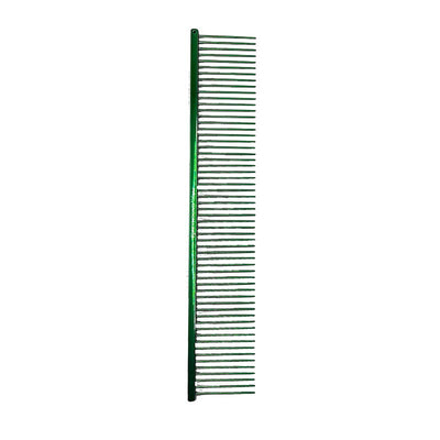 The Long Medium Greyhound Comb Ultra Lite Collection features a longer 9.875"L x 1.75"W design with only medium tines. The longer design making it ideal working with medium to long coated breeds. Available in the "Candy" solid color options. Green.