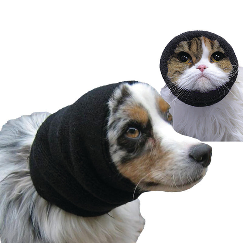 Happy Hoodie®, the original Head Hug for Pets™, muffles the loud noise from velocity driers and keeps the high-pressured, blown air away from the ear canals. This versatile pet calming band for cats and dogs is a straight forward, cost effective answer to reduce anxiety, stress, behavioral issues and save time. 2-pack Small and Med/Large in Black.