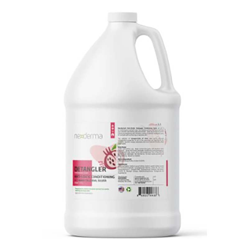 Nexderma Anti-Static Detangling Pet Conditioning Spray helps de-tangle pet’s coats with ease. This highly specialized no-rinse formula with coconut and oat extract, castor oil and Vitamin E makes the coat feel luxuriously soft while quickly untangling difficult mats. The additional silver nanoparticles provide natural antifungal and antimicrobial protection to guard against skin issues, fungal infections, wounds, and more. Added natural essential oils leave a pleasant scent. Pomegranate 1 Gal