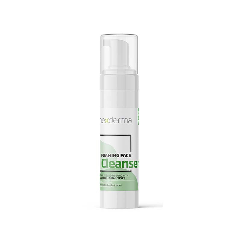 Nexderma Foaming Facial Cleanser is formulated to help remove tear stains and grime from around your pet's face. This tearless, no-rinse formula is non-irritating to the eyes, leaving the coat soft while preventing bad odors. This cleanser works for normal, oily and dry skin and coat types and is odor free. 8 fl oz.