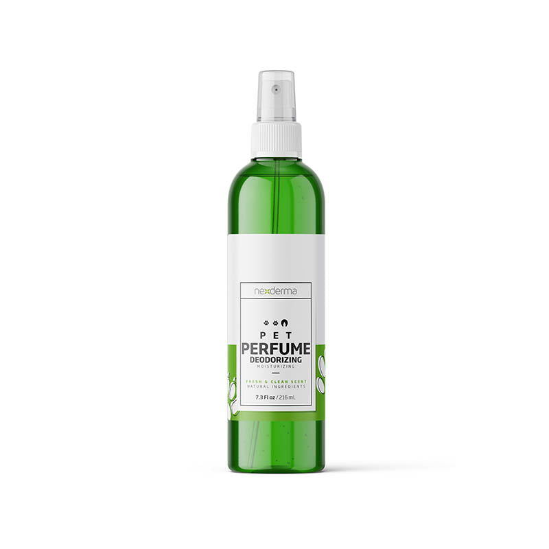 Nexderma Deodorizing Pet Perfume hydrates and deodorizes the skin and coat, leaving behind a light, natural scent. This gentle formula is infused with Colloidal Nano-Particles of Silver known for their natural antifungal and antimicrobial benefits and with Witch Hazel for its ability to kill odor-causing bacteria. Fresh Scent