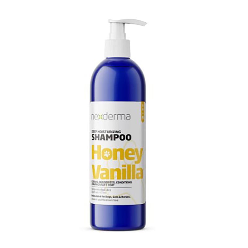 Nexderma Regular Shampoo for every day use is a deep moisturizing formula that removes dirt, adds texture, and deodorizes without stripping away natural oils. Natural ingredients such as oat extract are used for their anti-inflammatory and conditioning properties to soothe itchy skin on contact. Additional coconut oil and Vitamin E hydrate damaged coat, prevent breakage while strengthen and smoothing the coat to create a softer shinier appearance. Vanilla 16 oz