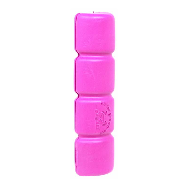 The Hand Saver® is the ultimate, light weight ergonomic professional pet grooming comb handle. Created using soft, cushiony TPU that allows the hand to grip, this comb handle slides onto most straight and curved combs and quickly peels off to use again. The notches serve as a guide and to help grip. Color Pink.