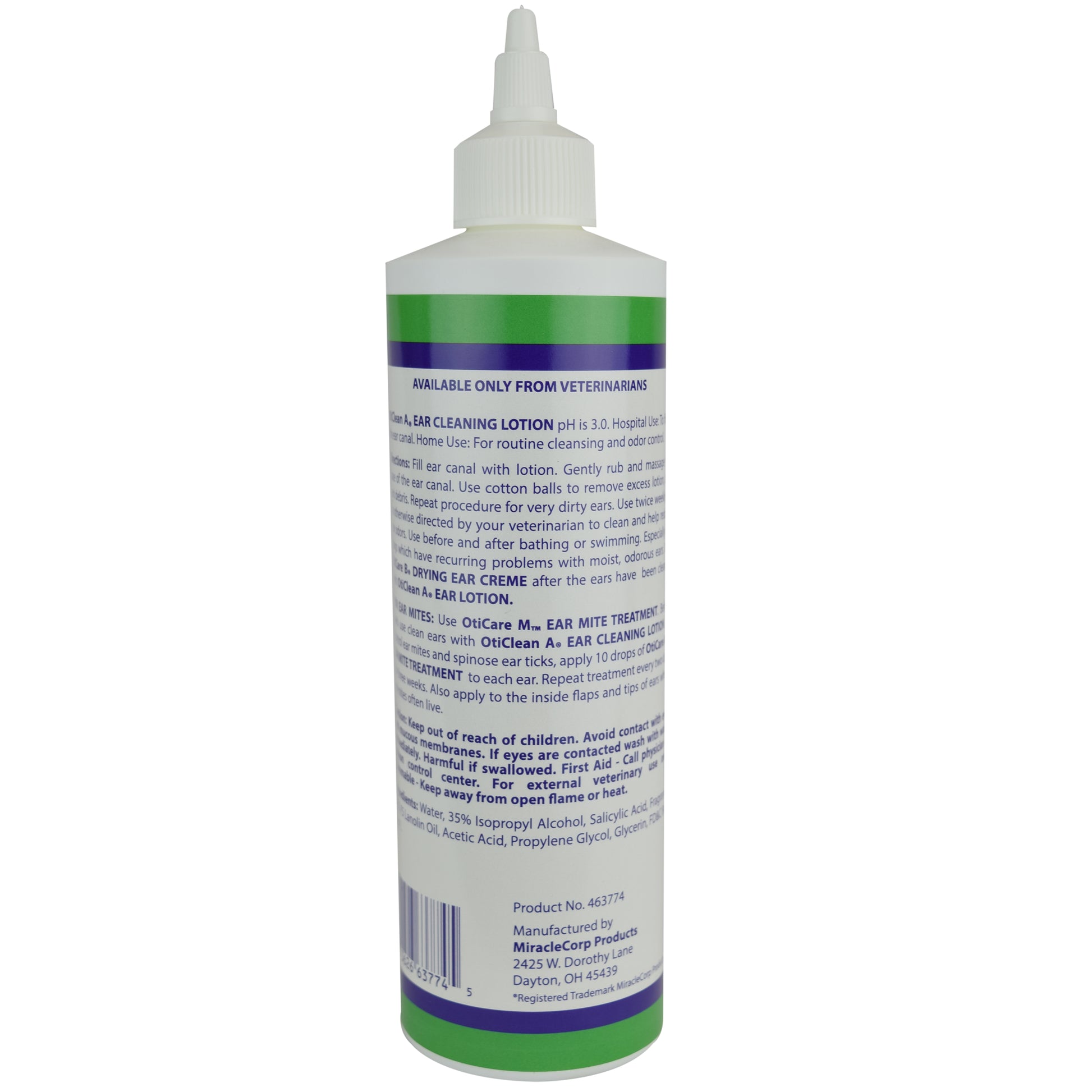 ARC Laboratories' OtiClean-A Ear Cleaning Solution for Professional Pet Groomers assists in cleaning pets' ears. Using salicylic and benzoic acids with aloe vera and chamomile, it gently removes impacted wax and debris while preventing bacterial and fungal infections without antibiotics and corticosteroids.