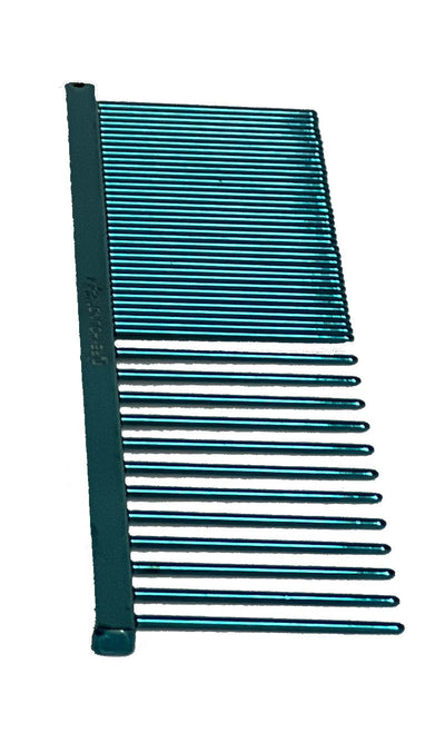 The Ashley Craig Beast Professional Pet Grooming Greyhound Comb Collection features a coarse/fine tine design ideal for fluffing furnishings, heads, and long-coated breeds but not remove matts. Comb features hand-rounded spines and a long-lasting anti-static finish. Collection comes in 6 fun colors.. Color Teal.