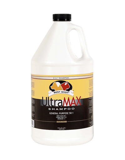 UltraMax Pro shampoo is an extremely versatile concentrated shampoo to tackle deep cleaning and degreasing. This biodegradable formula uses coconut cleansers and hydrolyzed protein combined with hi-grade cosmetic ingredients to revive damaged coat, adds moisture, provide lubricity while strengthening the hair shaft. 
