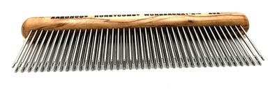 The Aaronco® – Wundercoat'R™ Professional Pet Grooming Comb, designed by industry leader Sam Kohl, removes dense undercoat and reduce excess topcoat. Its ergonomic handle reduces wrist and hand strain, and blunt tines increased coat removal, without resulting in damage to the fur or skin. 