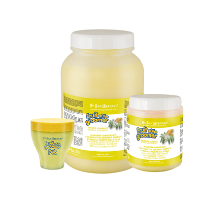 Iv San Bernard Elderberry Ginger Pet Conditioner, for all pet coats, was developed to treat itchy dry scalp. Combing elderberry's anti-inflammatory and high antioxidant levels with ginger's ability to stimulate blood circulation, this shampoo hydrates, fortifies, treats split ends and aides coat growth.
