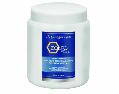Zolfo Plus Cream Shampoo for pets, with high active Colloidal Sulphur and plant-based proteins, was developed to be an effective cosmetic cleansing treatment effective in combating dandruff, a mild form  Seborrheic Dermatitis, by "removing excess dead skin cells" and has an adjuvant anti-parasite action. 1000 ml.