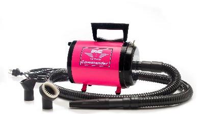 The Air Force® Commander® 2-Speed Professional Pet Dryer by Metrovac is designed to push water of cats and dog. This pet dryer is compact with two speeds, allowing for different coat conditions and different sizes of breeds. It helps detangle mats, shed coat, and makes it possible to examine the skin more closely. Pink