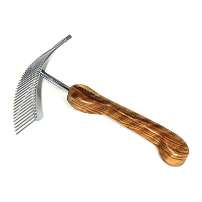 The Aaronco® Star™ Professional Pet Grooming Rake works best with medium to long coats. Developed by industry leader Sam Kohl, it untangle knots, remove undercoat, and reduce excess topcoat. Its curved stainless-steel head and blunt tines offer increased coat removal without damage to fur and skin.