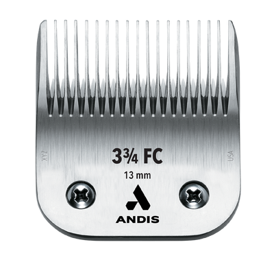 he Andis Ultra Edge 3 3/4 FC (Finish Cut) blades easily detach and reattach. These ultra-sharp steel blades slide through longer coat easily to create a smooth, finished look. The rigorous, proprietary hardening process means enhanced strength and durability to conquer every challenge. They are approximately the same length as the 1/2" orange guard, allowing for a longer finished look.