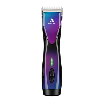 The Andis limited addition, Pulse ZR II colorway Galaxy, cordless professional pet clipper now deliver up to 3 hours of run time on a single charge and works with swappable, rechargeable batteries so there is not a halt in styling. The Pulse ZR II has a powerful rotary motor with 5 speeds that achieve 2,500-2,400 spm and includes the detachable blade system and wide compatibility make maintenance a breeze.