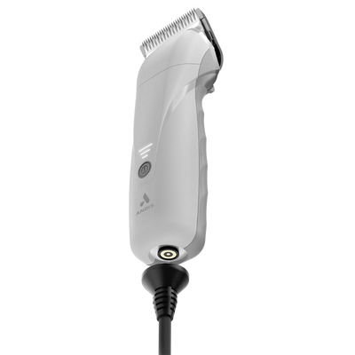The new Andis Pro eMERGE™ professional pet clipper in London Fog White is now 20% lighter and 15% smaller than the original eMERGE™. The powerful brushless motor achieves 4,500 SPM and works with a detachable blade system with wide compatibility. The cord/cordless uses a revolutionary magnetic, swivel adapter cord that also fits easily in the charging stand. The contoured body includes extra finger grooves and the Lithium-ion Batter allows for up to 1.5 hours operating time. Adapter shown.