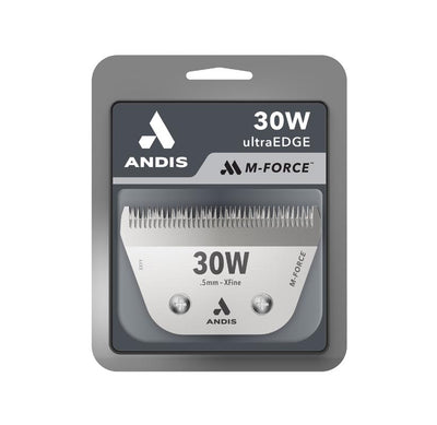 Andis M-Force® 30W ultraEDGE® Animal Wide Blade combines magnetic blade tension with a wide blade design. This new, innovative technology, M-Force, is an industry first using a patent-pending, magnetic technology to deliver more benefits versus traditional spring-based designs. M-force technology allows for easier maintenance, longer tool life, and more power with precision. Meanwhile, the tool remains cooler, smoother and has quieter cutting; all which help reduce stress.