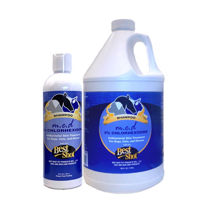 Best Shot Wellness M.E.D Chlorohexidine Shampoo is a non-prescription antimicrobial skin cleanser. This formula quickly and effectively helps fight stubborn skin conditions associated with yeast, bacteria and other microorganisms' build-up which causes various skin issues.
