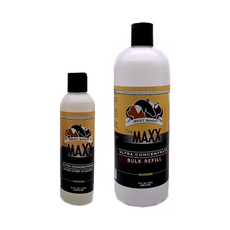 Best Shot UltraMAXTm The MAXX Pro multi-use hypoallergenic conditioner helps with a variety of situation and is an environmentally friendly aerosol-free formula with fast drying action that easily washes out and is safe for all coat types. Concentrate and bulk refill.