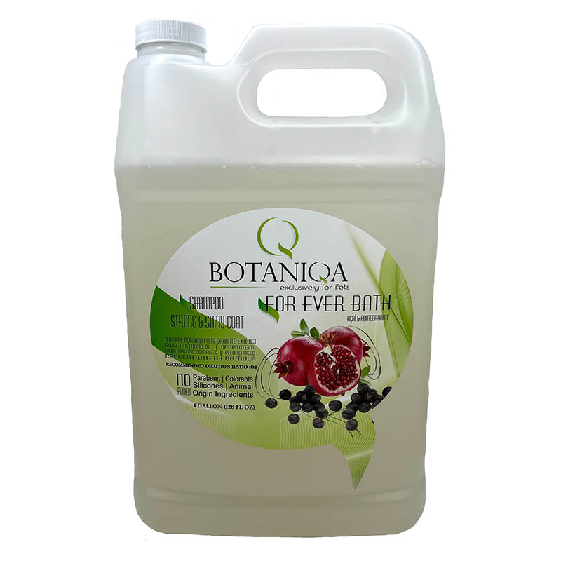 Botaniqa For Ever Bath pet shampoo uses natural extracts from Acai and Pomegranates, combined for their high levels of antioxidants.&nbsp; Acai berries contain fatty acids, antioxidants, and helpful minerals and vitamins that protect and rejuvenate skin from damage. In addition to high antioxidant levels and cancer fighting properties, Pomegranate extract promotes cell regeneration and can improve skin health and appearance. Almond oil hydrates and works well with sensitive skin.