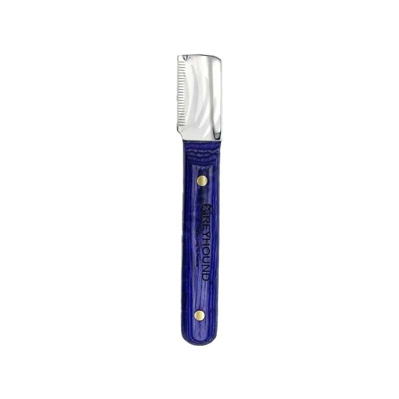 These detail carding tools by Greyhound were designed to effectiveness remove undercoat with various coat types. The ergonomic tropical wood handle is created to maximize comfort with a smooth finish wrapped around 3 sides. This set is for Right Hand dominant users. Left Hand dominant tools are available upon request. Fine right handed.