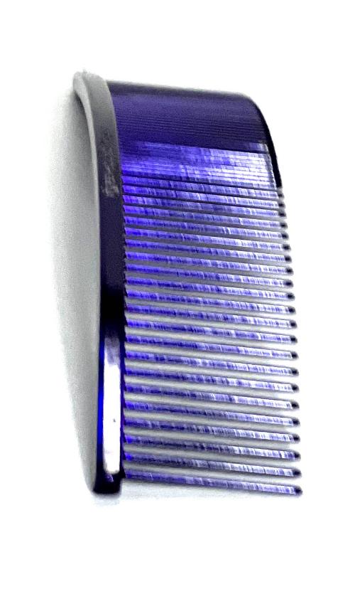 The Greyhound professional pet grooming comb ARC Curved Collection provides superior styling control. These curved combs work great for finishing work and hard to reach areas specifically for fluffing heads and legs while also ideal for "spray up" styles. These European dual tine medium/fine combs come in the fun Candy colors and two sizes. Purple