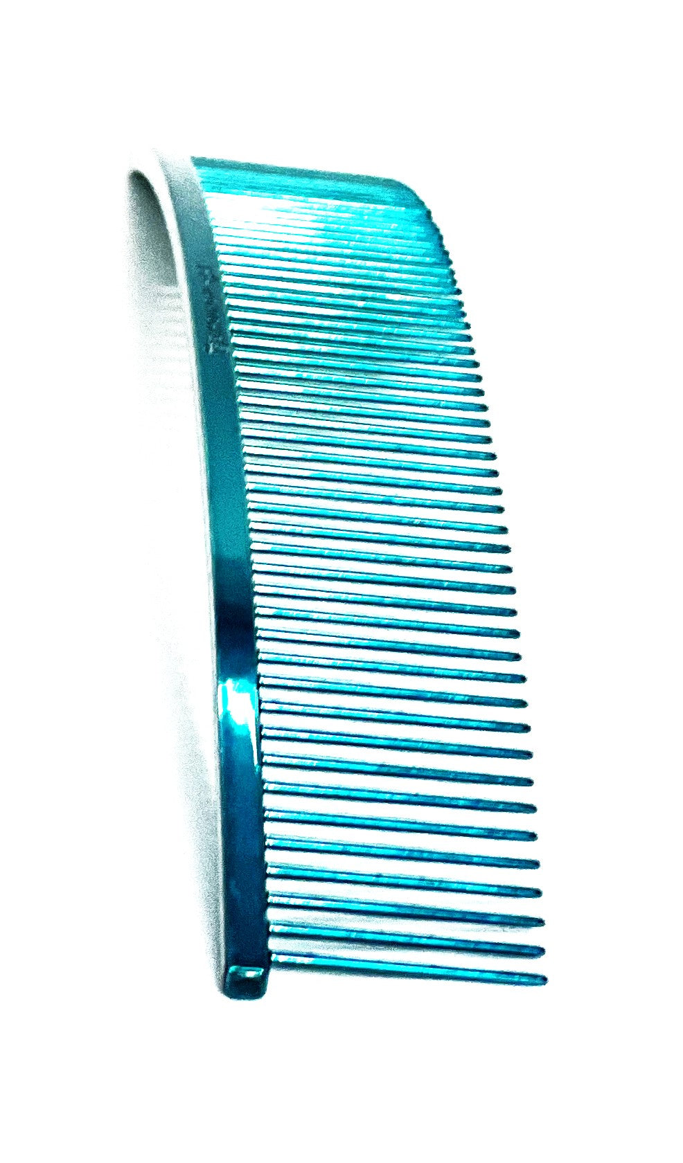 The Greyhound professional pet grooming comb ARC Curved Collection provides superior styling control. These curved combs work great for finishing work and hard to reach areas specifically for fluffing heads and legs while also ideal for "spray up" styles. These European dual tine medium/fine combs come in the fun Candy colors and two sizes. Teal