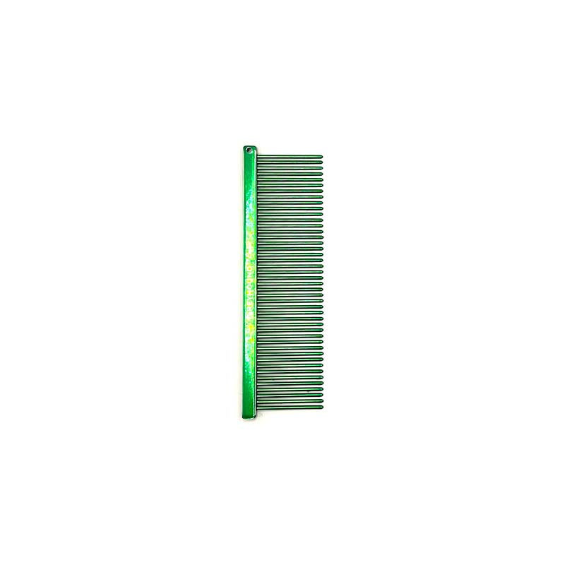 The Fine Greyhound Comb Finesse Collection features a smaller 4.5"L x 1.4"W extra fine tine for unrivaled styling control. This smaller design is great for smoothing most coat types in areas like the face or feet. The smaller, portable size is ideal for show and competition when last minute adjustments happen. Candy Green.