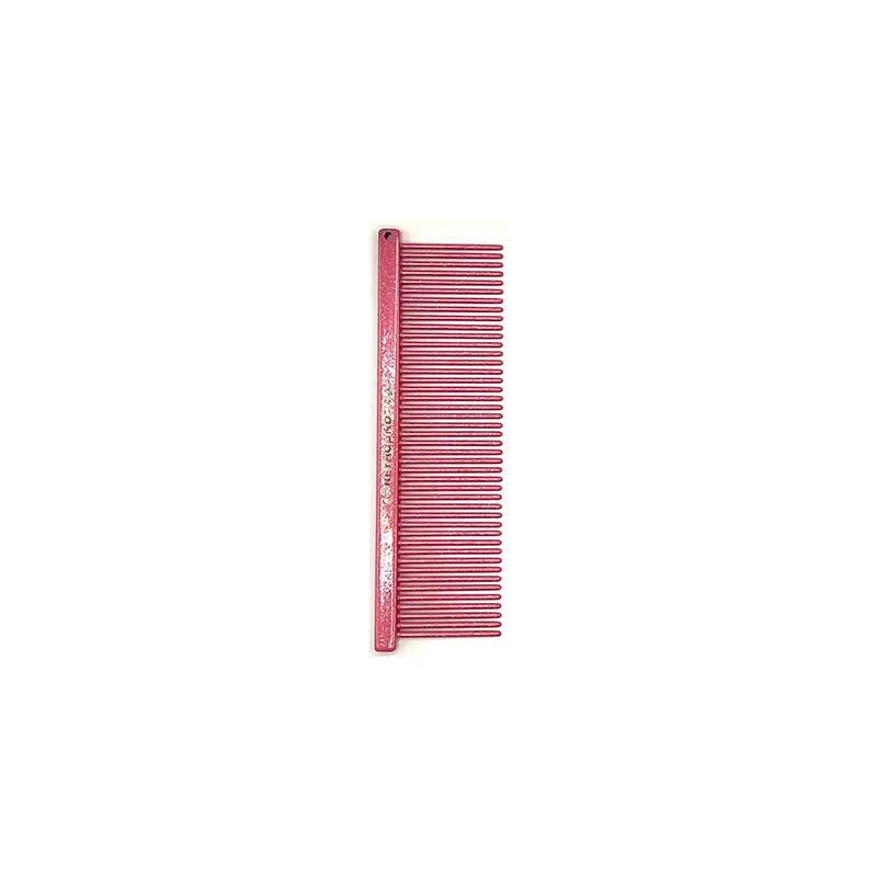 The Fine Greyhound Comb Finesse Collection features a smaller 4.5"L x 1.4"W extra fine tine for unrivaled styling control. This smaller design is great for smoothing most coat types in areas like the face or feet. The smaller, portable size is ideal for show and competition when last minute adjustments happen. Dark Pink Lipstick Sparkle.