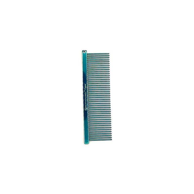 The Fine Greyhound Comb Finesse Collection features a smaller 4.5"L x 1.4"W extra fine tine for unrivaled styling control. This smaller design is great for smoothing most coat types in areas like the face or feet. The smaller, portable size is ideal for show and competition when last minute adjustments happen. Candy Teal.