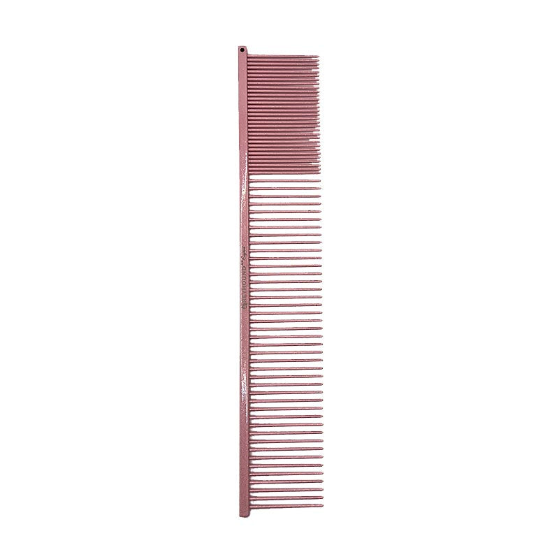 The 2.5" Fine/Medium Combo Greyhound Comb Ultra Lite X Collection features a longer 9.875"L x 1.75"W design with only 2.5” of fine tines combined with remaining medium tines making it ideal for fluffing furnishings, heads, and long-coats. Available in the "Sparkle" glittery color options. Dior pink.