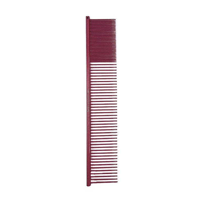 The 2.5" Fine/Medium Combo Greyhound Comb Ultra Lite X Collection features a longer 9.875"L x 1.75"W design with only 2.5” of fine tines combined with remaining medium tines making it ideal for fluffing furnishings, heads, and long-coats. Available in the "Sparkle" glittery color options. Lipstick pink.