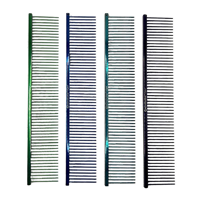 The Long Medium Greyhound Comb Ultra Lite Collection features a longer 9.875"L x 1.75"W design with only medium tines. The longer design making it ideal working with medium to long coated breeds. Available in the "Candy" solid color options. All Colors.