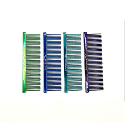 he Fine Greyhound Comb Finesse Collection features a smaller 4.5"L x 1.4"W extra fine tine for unrivaled styling control. This smaller design is great for smoothing most coat types in areas like the face or feet. The smaller, portable size is ideal for show and competition when last minute adjustments happen. Candy" solid color options.