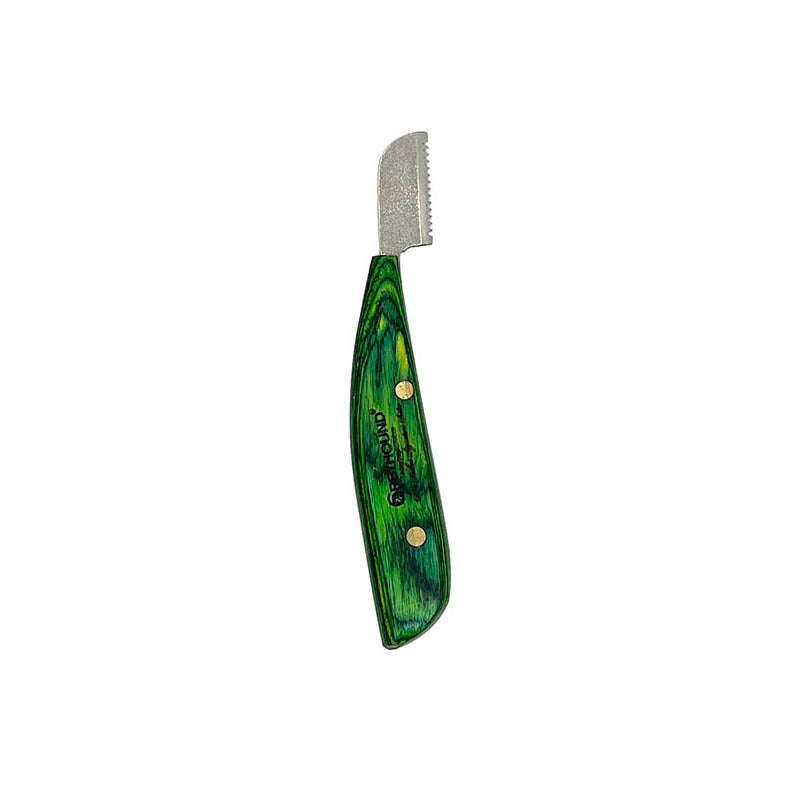 The Dan Sacko tools were developed to allow for versatile hand stripping techniques, coat rolling, and flatwork. The knives come pre-dulled and feature a textured finish for a secure grip. The ergonomic tropical wood handle is created to maximize comfort with a smooth finish wrapped around 3 sides. This set is for Right Hand dominant users. Left Hand dominant tools are available upon request. Tropical hardwoods are subject to variation. Mediume left handed.