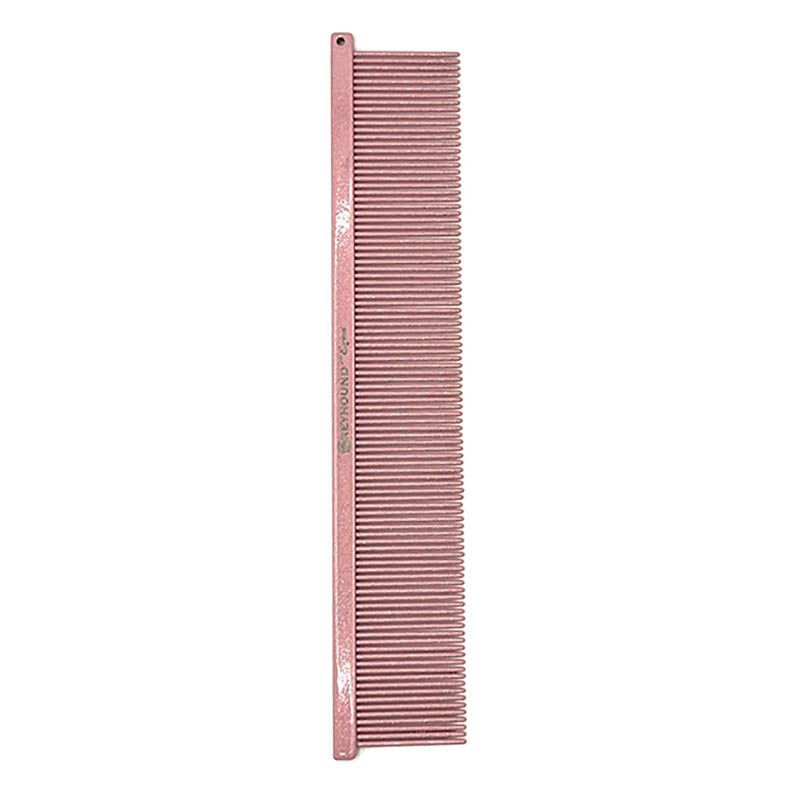 The Fine Greyhound Comb Finesse Collection features a 7.6"L x 1.4"W extra fine tine for unrivaled styling control. This design is great for detecting tangles and smoothing most coat types.  Dior Light Pink Sparkle.