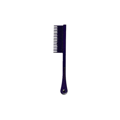 he Multi Length Greyhound Handle Comb Handy Collection features 7.25."L handled comb with fine multi length tines. Designed with a slightly heavier handle for better balance, this metal handled comb is ideal for teasing and backcombing areas such as the head, face, ears, and feet or for quick, last-minute smoothing touches before competition. Available in purple.