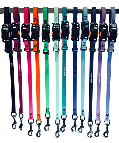 Our 24" grooming loops with a unique magnetic safety lock, swivel clasp, and an additional safety ring are perfect for table to tub use. The safety ring allows for the loop to be attached to our Biothane safety tether.&nbsp; Avoid having to work with several different styles of loops. Biothane is easy to clean, odor resistant and comes in a variety of colors allowing for visual organization or a stylized workspace.