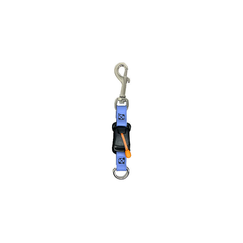 Our 6" grooming emergency safety quick release has a unique magnetic side safety lock with a pull tab release and swivel clasp perfect for table to tub use. This new safety quick release can be attached to grooming loops, belly bands and any other table safety tether used. All are made with Biothane which is easy to clean, odor resistant and comes in a variety of colors allowing for visual organization or a stylized workspace. Periwinkle