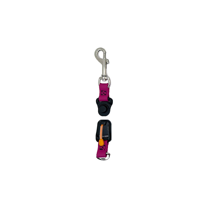 Our 6" grooming emergency safety quick release has a unique magnetic side safety lock with a pull tab release and swivel clasp perfect for table to tub use. This new safety quick release can be attached to grooming loops, belly bands and any other table safety tether used. All are made with Biothane which is easy to clean, odor resistant and comes in a variety of colors allowing for visual organization or a stylized workspace. Release example