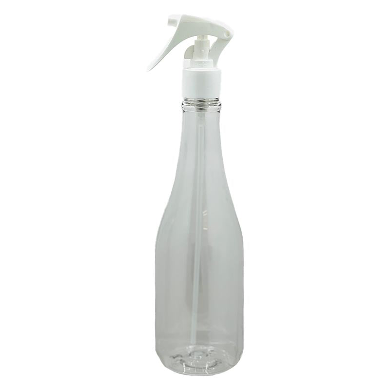 Our unique shaped long necked spray bottle fits well in the palm. The more ergonomic design helps fight hand fatigue in a busy professional grooming salon. For optimal dilution for finishing and conditioning products, 12 ounces.