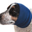 The Happy Hoodie® is the original Head Hug for Pets™. This product muffles the loud noise from velocity driers and keeps the high-pressured, blown air away from the ear canals while absorbing moisture from ears and head, speeding up dry times. Happy Hoodie Medium to Large Blue on Hound..
