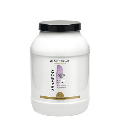 Cristal Clean was formulated to eliminate yellowing caused by oil and hairspray residues, tear stains, beard staining, and general oxidation. Additional Rapeseed oil allows for a richer lather and coconut oil prevents color fading. Honey Extract allow for keratin repair and repair. 3000 ml.