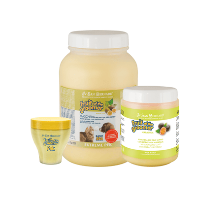 Iv San Bernard passion fruit pet conditioner promotes shine and strength aided with the power of Marcuja. This super-hydrating formula provides high concentration of fatty acids and other nutrients including Vitamins A, E and F which hydrate while giving the coat a voluminous, smooth finish. This conditioner leaves the coat silky without weighing it down and helps prevent breakage and split ends.