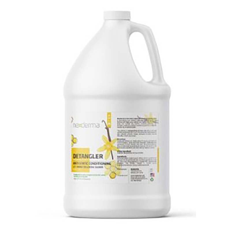 Nexderma Anti-Static Detangling Pet Conditioning Spray helps de-tangle pet’s coats with ease. This highly specialized no-rinse formula with coconut and oat extract, castor oil and Vitamin E makes the coat feel luxuriously soft while quickly untangling difficult mats. The additional silver nanoparticles provide natural antifungal and antimicrobial protection to guard against skin issues, fungal infections, wounds, and more. Added natural essential oils leave a pleasant scent. Vanilla 1 Gal