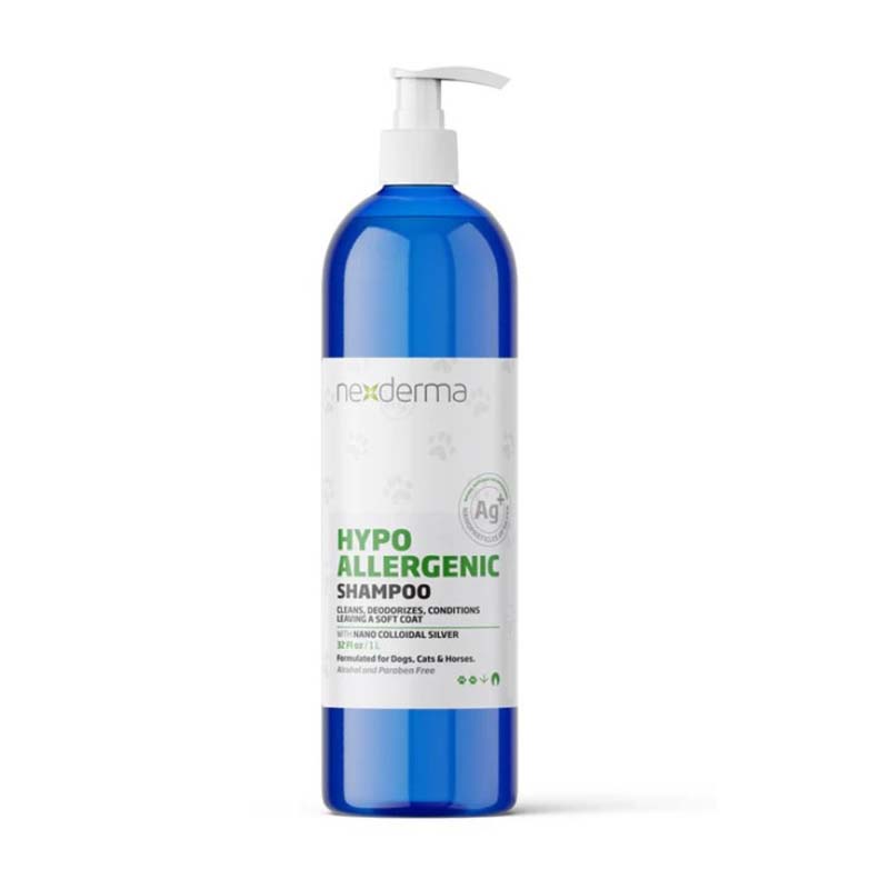 Nexderma Hypoallergenic professional-grade pet shampoo is a gentle, fragrance free cleanser designed for sensitive skin perfect for allergy-prone pets that are not actively experiencing an allergic issues. The no scent formula has been enriched with Aloe Vera, Jojoba Oil, Olive Oil and Glycerin for added hydration without causing skin issues. 16oz
