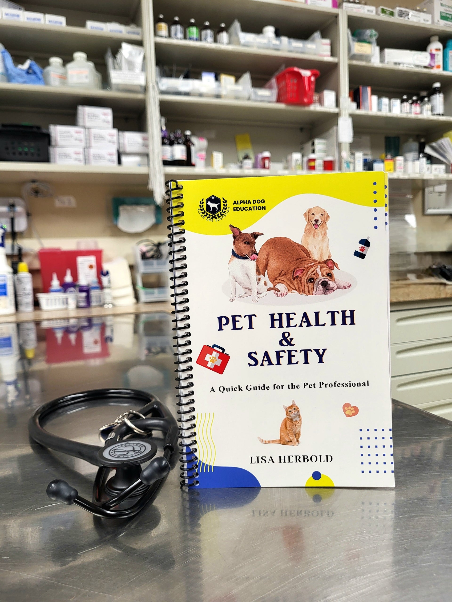 Lisa Herbold, ICMG, MPAe, MGBS, CAH, PGC, FFC, PTI, has combined the knowledge she has gained with her 30+ years experience working in veterinarian emergency services, professional grooming and teaching CPR/first aid to provide a practical quick guide for professionals to use.&nbsp;Her goal is to improve the training for professional pet groomers and other pet industry professional to confidently handle health concerns and emergencies by acquiring these additional skills to provide a safe environment.